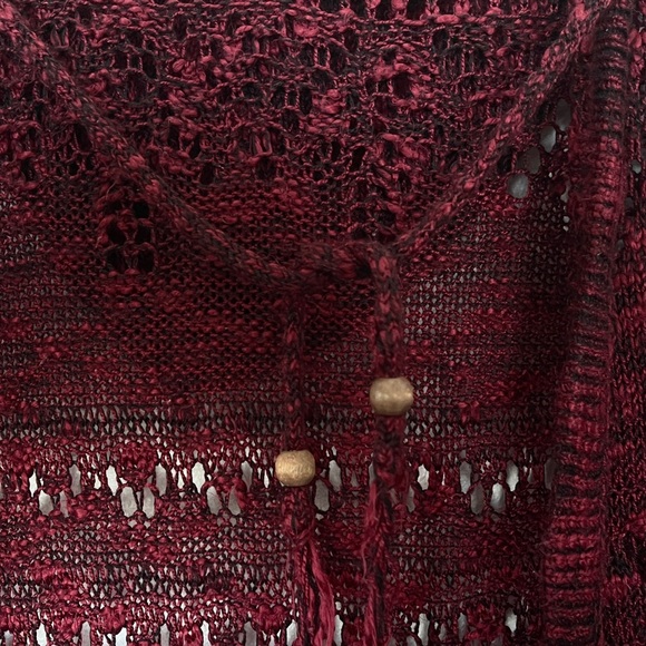 It’s Our Time cardigan fringe sweater lightweight red size medium - Picture 4 of 5